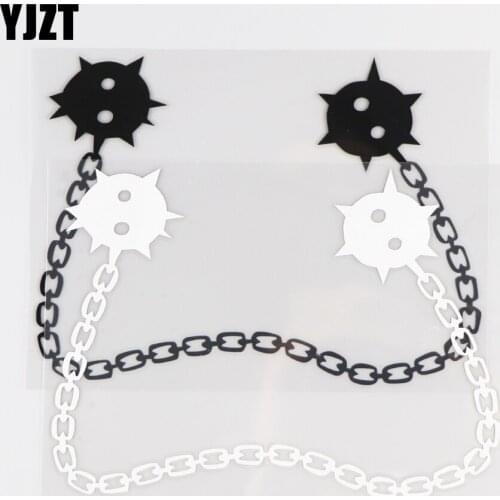 YJZT 12.6CM×15.5CM Cartoon Personality Weapon Chain Hammer Creative Car Sticker Vinyl Body Decoration Decal 1C-0161