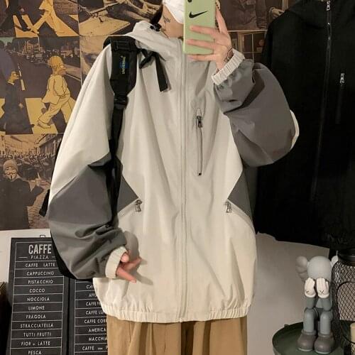 Women Jacket Spring and Autumn Womens Coat Casual Loose Baseball Jacket Plus Size Patchwork Hooded Street Womens Clothing 2021