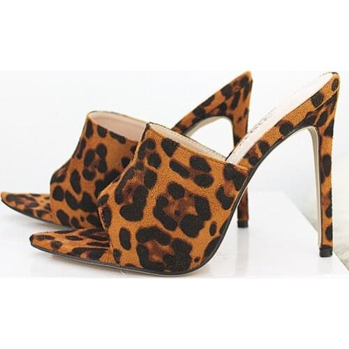 Woman Slippers Shoes High Heels Women Shoes Sandals Fish Mouth Pointed Toe Slide Summer Thin Heel Ladies Sandal Plus Size 42 43