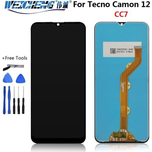 6.52'' Full LCD For Tecno Camon 12 CC7 Lcd Display Touch Screen Assembly for Tecno Camon12 CC7 Screen Complete Repair Parts+Tool