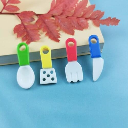 10pcs Cute Mini Fork Spoon Charms Craft Kawaii Simulation Kitchen Ware Pendant DIY Fashion Jewelry Charm Accessories