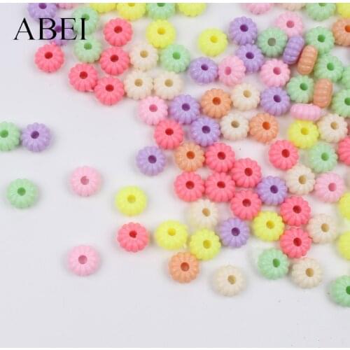 100pcs 10mm Multicolor Plastic Flower Beads for Sewing Garments Shoes Hats Decoration DIY Jewelry Finding Handmade Crafts