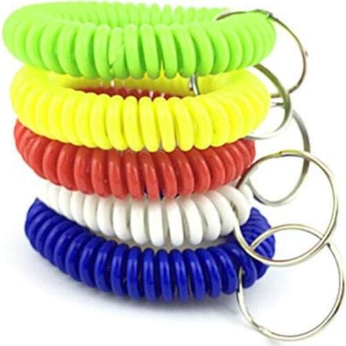 12 PCS Colorful Spring Spiral Wrist Coil Flexible Spiral Coil Wristband Wrist Band Key Ring Chain Key Tag For Gym Pool ID Badege