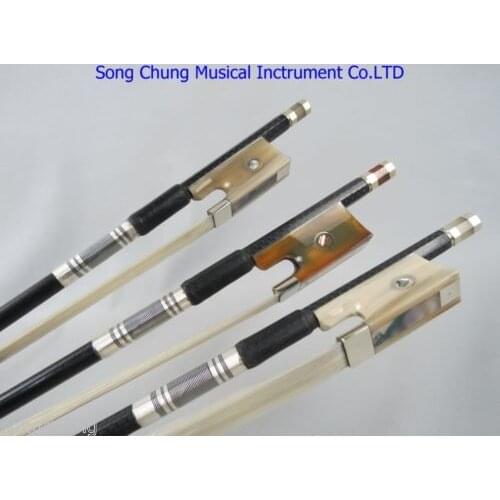 3pcs dissimilar plaid black Carbon fiber violin bow,white/red bow frog#7914