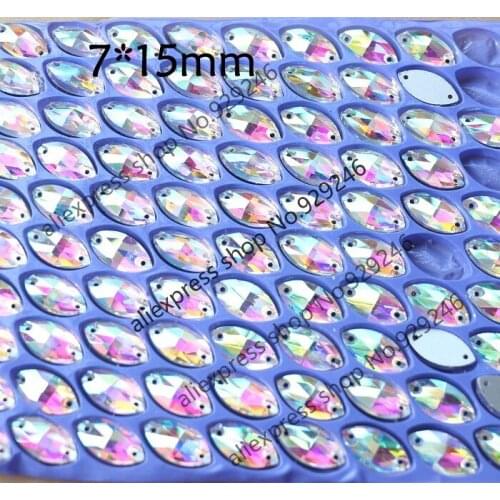 30pcs/pack 7*15mm 9*18mm AB color crystal glass Mariquesa Rhinestone sewing on flatback for dancing dress shoes bag decoration