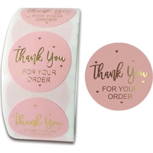 500pcs/roll Pink DIY Handmade Thank You Stickers Wedding Package Seal Labels T3LE