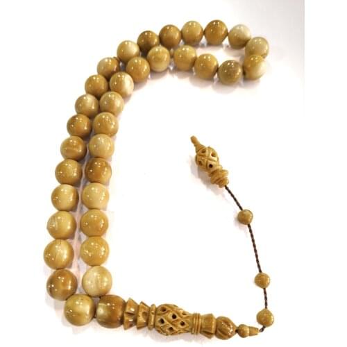 White Kuka Tasbih Prayer Bead Muslim Rare Natural Palm Fruit Kokka Rosary Tesbih High Quality Tespih Wood 33 and handmade Reis