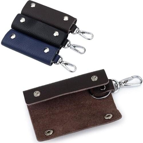 Retro Car Key Ring Holder Organizer Accessories Key Holder Leather Keychain Bag Purse Housekeeper Portable Men Key Case