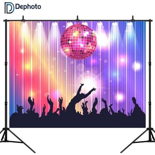 DePhoto Photography backdrops Disco Neon Adults Party Decoration birthday party banner photo Studio background