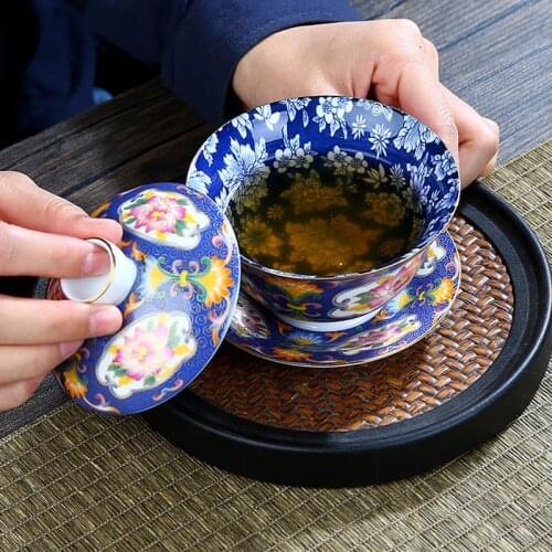 Enamel Tea Tureen 150ml Ceramic Porcelain Tea Bowl Tea Maker Home Drinkware China Teaware Master Puer Cup Decor Crafts As Gift