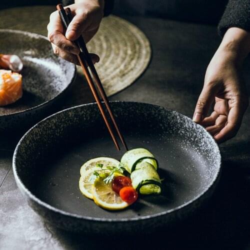 High-end Japanese Plate Large Round 10 Inch Household Ceramic Plate Flat Rice Plate Dinner Plate ceramic plate set