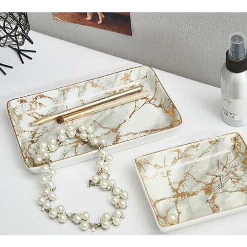 Nordic Ins Ceramic Tray Marble Pattern Tray Creative Ceramic Storage Jewelry Home Tray Fruit Dish Food Dessert Plate