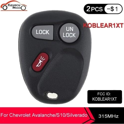 KEYECU KOBLEAR1XT Keyless Remote For Chevrolet Silverado Suburban S10 Tahoe Fit GMC Yukon Sierra 315Mhz 3 Buttons Car Key Fob