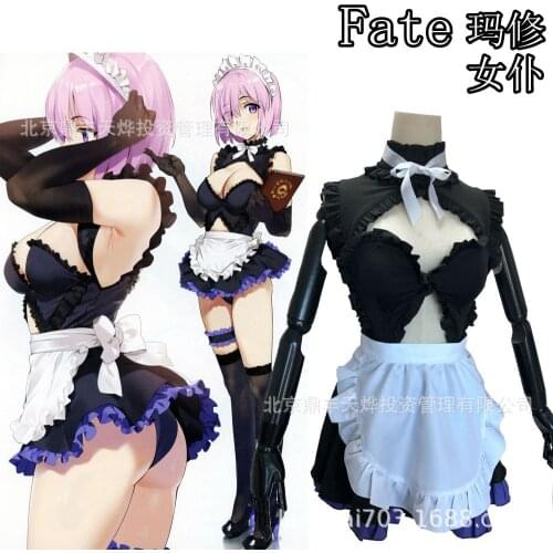Fate Grand Order Mash Kyrielight Sexy Tube Tops Maid Apron Dress Uniform Outfit Anime Cosplay Costumes