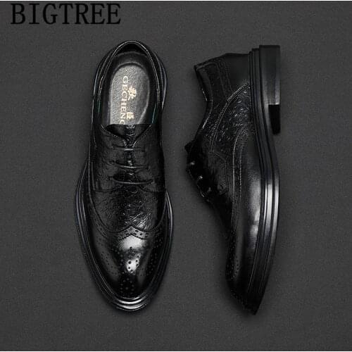 Crocodile Shoes Men Elegant Brogue Shoes Men Classic Coiffeur Wedding Dress 2020 Italian Brand Formal Shoes Men Leather Ayakkabi