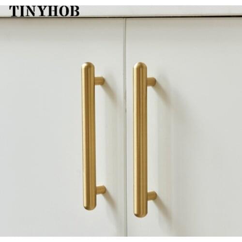 American Style Solid Brass Handles Golden Drawer Pull Wardrobe/Kitchen Cabinet Handle Dresser Knobs Simple Furniture Hardware
