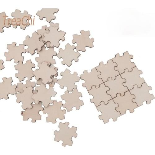 Laser Engraving Blank Wooden Crafts Diy Puzzle Pieces Can Do Graffiti Puzzle 20Mm 50 Pcs/lot
