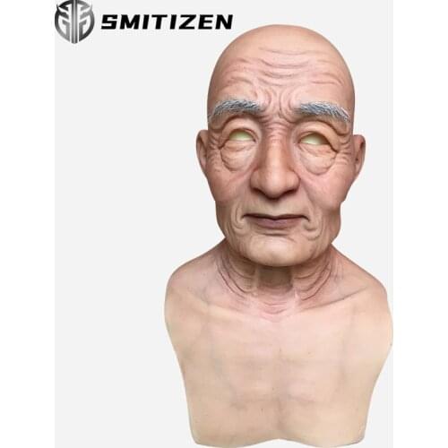 Smitizen realistic silicone halloween mask party supplies artificial latex adult old man full face masks fetish