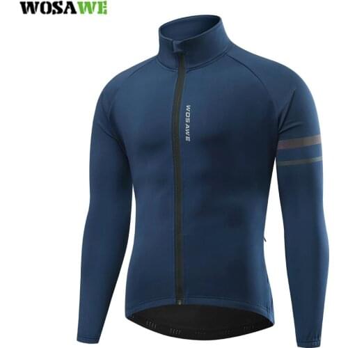 WOSAWE Cycling Bike Jackets for Men Winter Thermal Running Jacket Windproof Breathable Reflective Softshell Windbreaker