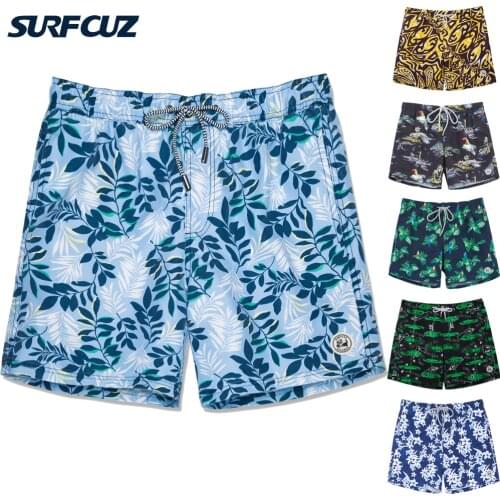 SURFCUZ Mens Swim Trunks Quick Dry Swimwear Beach Boardshorts with Mesh Lining and Pocket Sports Running Swimming Shorts for Men