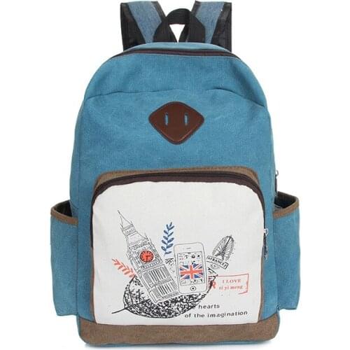 2015 New Canvas Women Fashion Backpack Printing Backpacks School Bags For Teenagers Men Women Lady Backpack Big Zipper Backpack