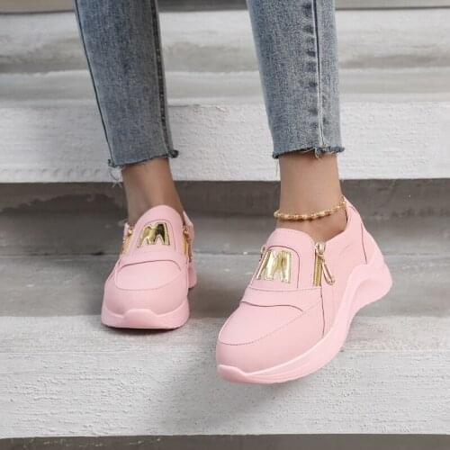 New Style Womens Shoes Summer 2021 Summer Thick-soled Womens Shoes Wedges Thick-soled Casual Sandals with Zipper Solid Shoes