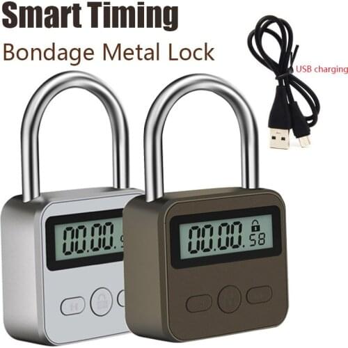 New Smart Metal Timing Lock Electronic Timer Bdsm Slave Bondage Anti-Addiction Multifunctional Chastity Lock Sex Toys For Couple