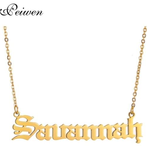 Personalized Custom Name Necklace Pendant Stainless Steel Gold Link Chain Customized Nameplate Necklaces For Women Men Necklace