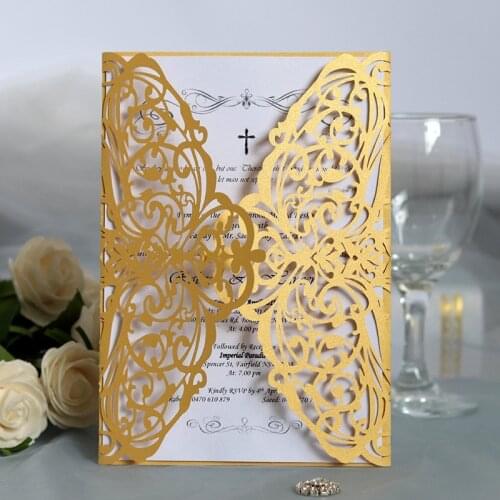 25Pcs Halloween Wedding Invitation With Pearl Paper Ribbon Material Laser Cut Invitations For Christening Party Supplies