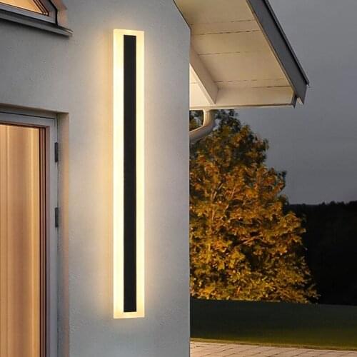Led Simple Outdoor Wall Lamp Lights Waterproof IP65 Wall Sconce Lone Strip Garden Wall Lights Decoration Bathroom Mirror Light