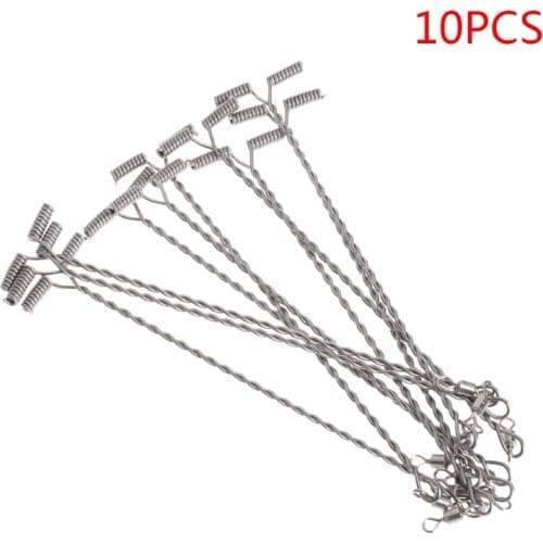 New 10Pcs Fishing Wire Arm With Swivel T Shaped Stainless Steel 9/12/15cm Rig Tackle 2020