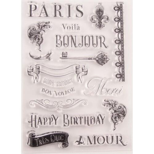 Happy Birthday AMOUR Background Transparent Clear Stamp Scrapbook Paper Pattern Stamp DIY Photo Album Greeting Card Decoration