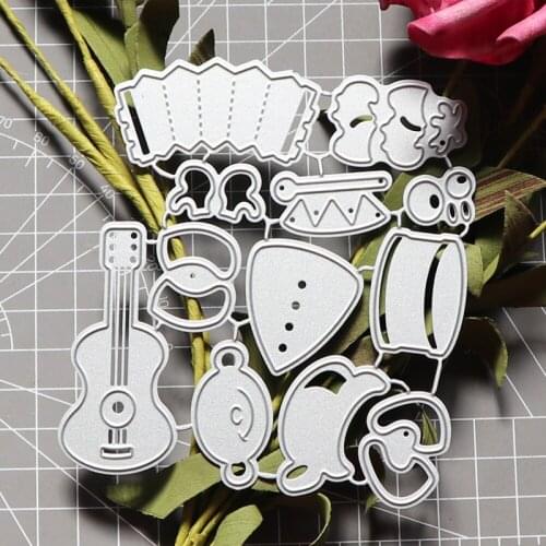 Cutting Dies Musical Instrument Violin Drum Pattern DIY Stencils Scrapbooking Photo Album Embossing Paper Card Decor