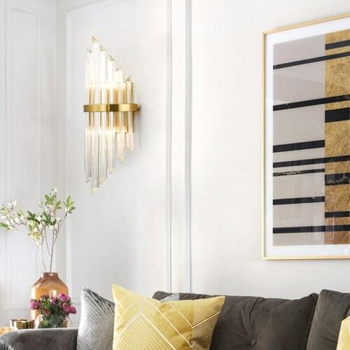 Modern Simple LED Wall Lamp Nordic Luxury Crystal Wall Lamp Living Room Corridor Bedroom Bedside Lamp Indoor Lighting Fixtures