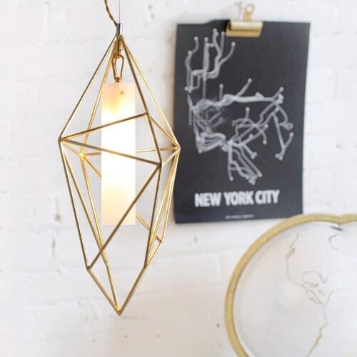 Modern Nordic diamond wrought iron droplight Pendant Lights Loft Lamps Art Lighting Loft Decor Light For Home bar dining-room