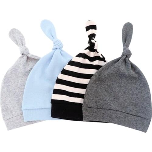 Solid Color Baby Tail Hats Newborn Baby Beanie Knot Baby Boy Hat Soft Baby Girl Beanies Gifts for Baby Newborn Fall Winter Caps