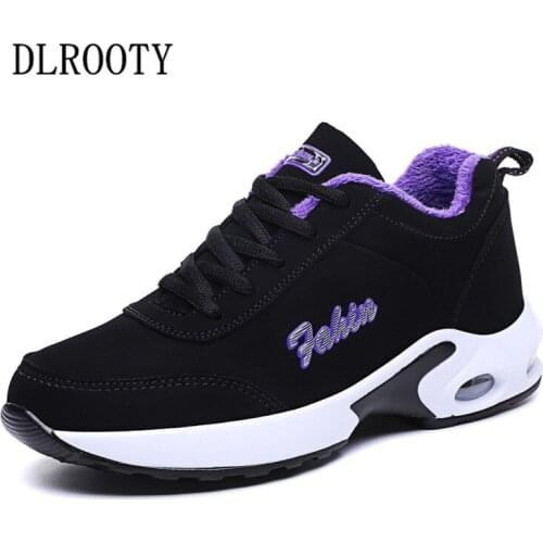 Women Flats Casual Shoes Winter Warm Snow Boots Fashion Outdoor Sneakers Lace Up Round Toe Shoes Female Platform Walk