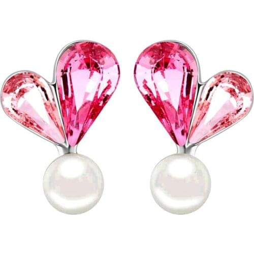 Popular Jewelry Accessories Love Heart Crystals from Swarovski Earrings For Women Studs Earings Pendientes Fashion Bijoux