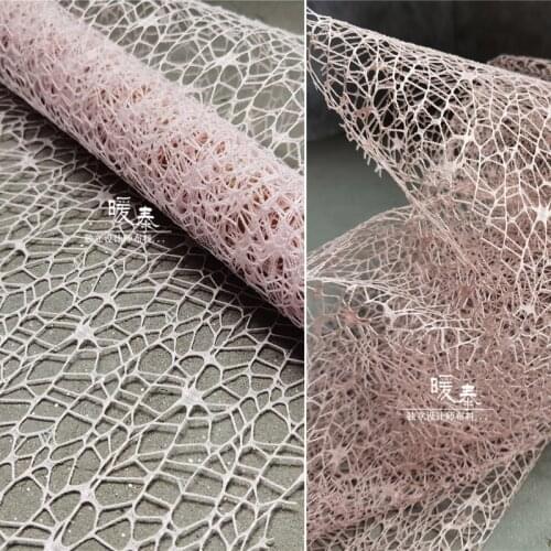 Stiff Hollow-out Mesh Fabric Pink Irregular Firm DIY Decor Modelling Design Patchwork Veil Skirt Dress Designer Fabric