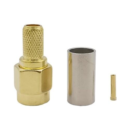 1/2Pcs RP SMA Male Plug Crimp Gold Plated RG58 RG142 RG400 LMR195 Cable RF Coaxial Connector for Wifi Antenna RP SMA Antenna