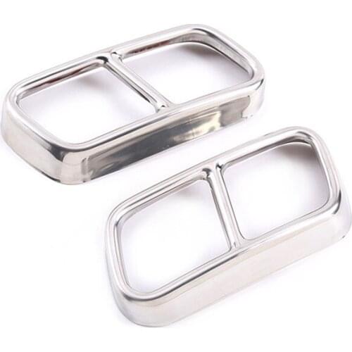 1 Pair Silver Car Exhaust Muffler Pipe Tips Cover Tirm Fit For BMW 7 Series F01 2009 2010 2011 2012 2013 2014 Stainless Steel
