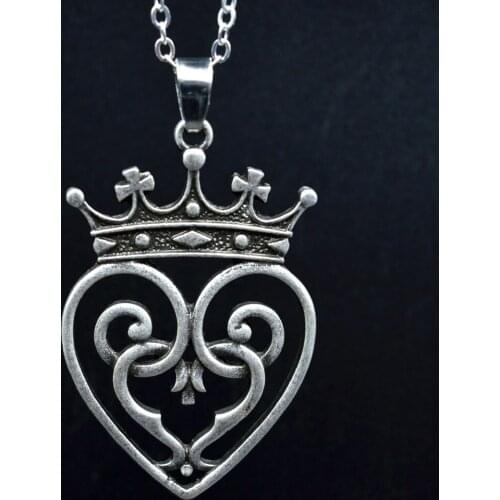 10pcs Vintage Silver Scottish Thistle Pendant Necklace Large Queen Crown Pendant with 45+5cm Silver Chain Bridal Jewelry SGL268