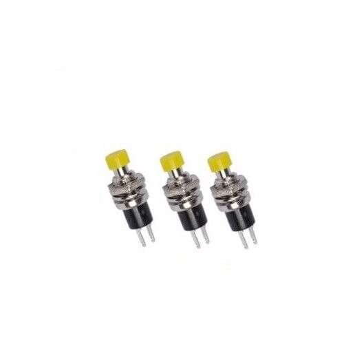 2 PCS Lockless Momentary ON/OFF Push button Yellow Mini Switch PBS-110 new