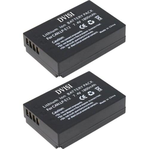 2pcs/lot 7.4V 1800mAh LP-E12 Camera Batteries LP E12 Camera Battery For Canon EOS M M2 100D Kiss X7 Rebel SL1 EOSM EOSM2 EOS100D