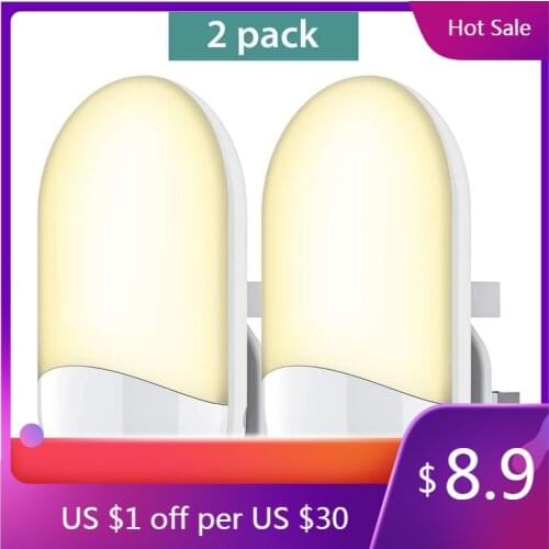 2020 New Light Sensor Night Light EU/US/UK Plug in LED Lamp Warm Light For Hallway Bedroom Garage Corridor Kitchen