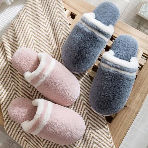2021 New Japanese Style Slippers Home Indoor Cotton Slippers Non-slip Couple Fur Shoes Open Toe Warm Slippers