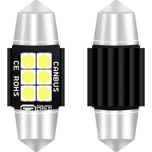 2x 31mm 36mm 39mm 42mm CSP Car Interior Dome Lamp License Plate Reading Light C5W C10W Led Bulb Color Temperature 6000K