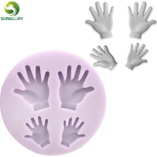 4 Hands Silicone Mold 3D Palm Moldes De Silicona DIY Chocolate Mould Hand Cake Mold For Cookie Decoration Baking Tools Bakeware