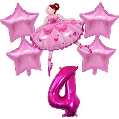 6Pcs Dancing Girl Balloons Wedding Ballerina Girl Balloon Children Happy Birthday Party Ballon Decoration Baby Shower Globos
