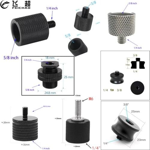 1x 5/8" Female to 1/4" 3/8" Male Thread Screw M6 Mount Adapter for Microphone Stand Tripod Plate Flash Light Bracket Converter